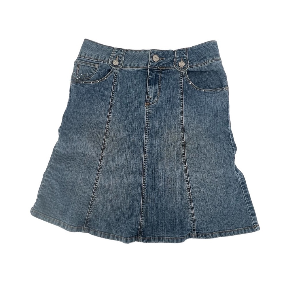 Rewind Knee Length Ebellished Swing Denim Jean Skirt Size 7 Women’s